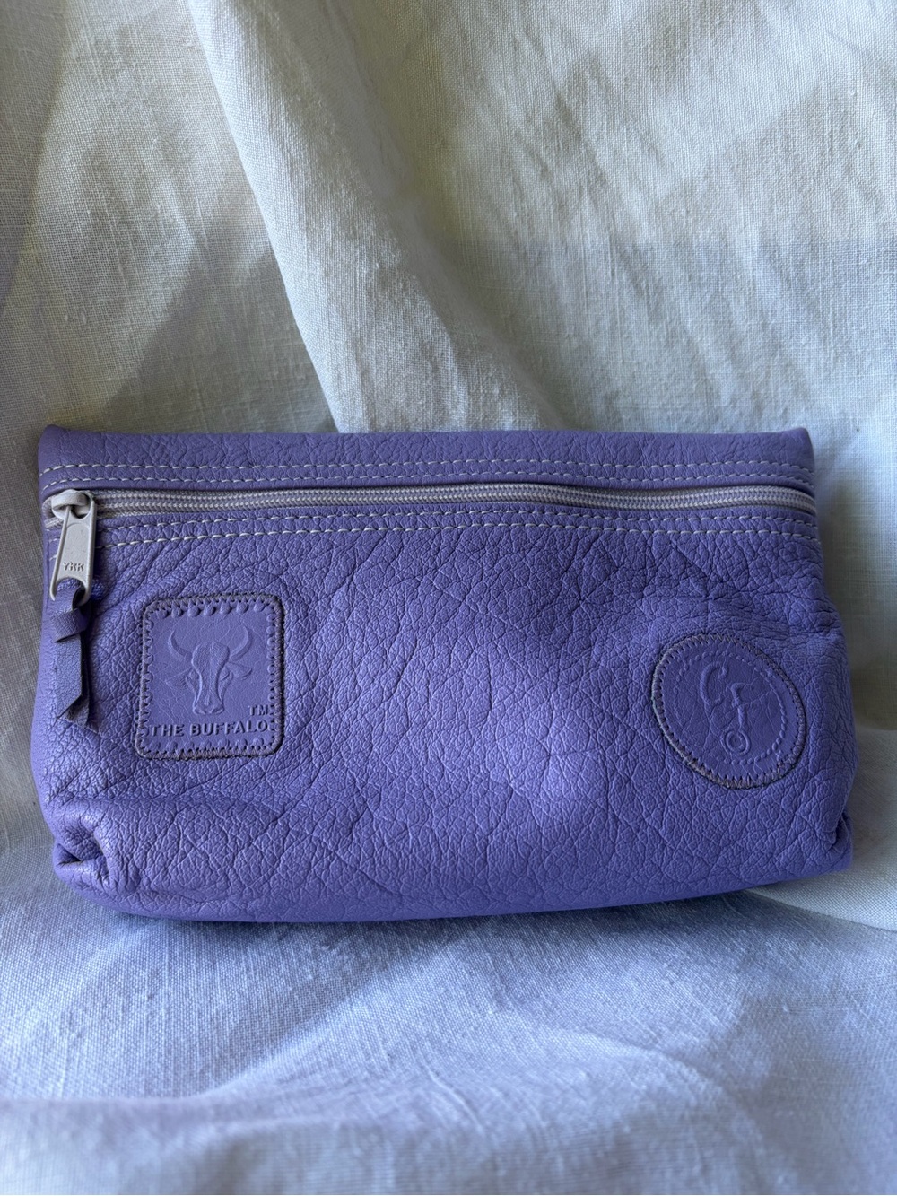 Carlos Falchi The Buffalo Purple Buffalo Leather Vintage Y2K Cosmetic Pouch